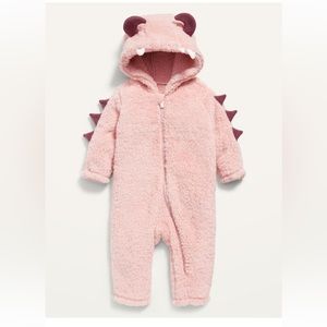 Pink unisex monster one piece for baby